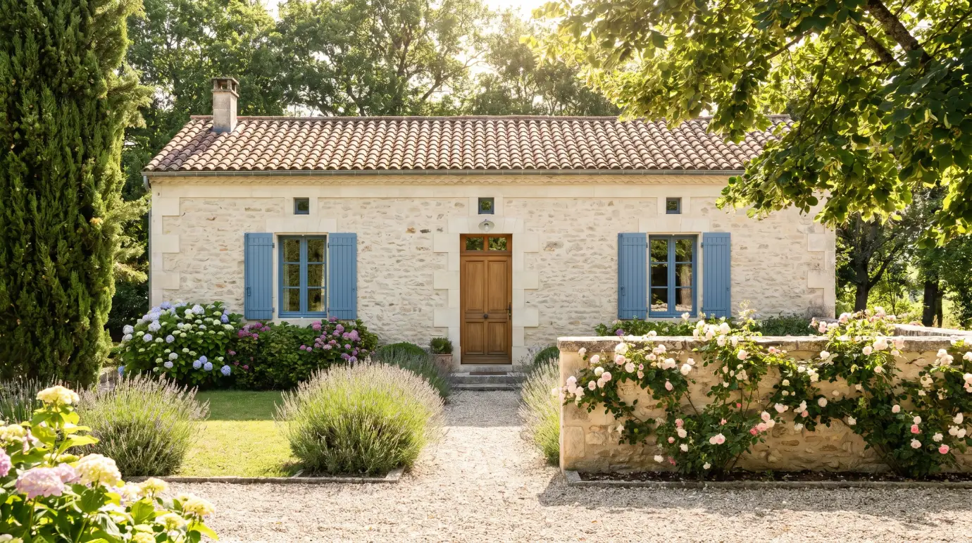 Maison de plain-pied française avec jardin