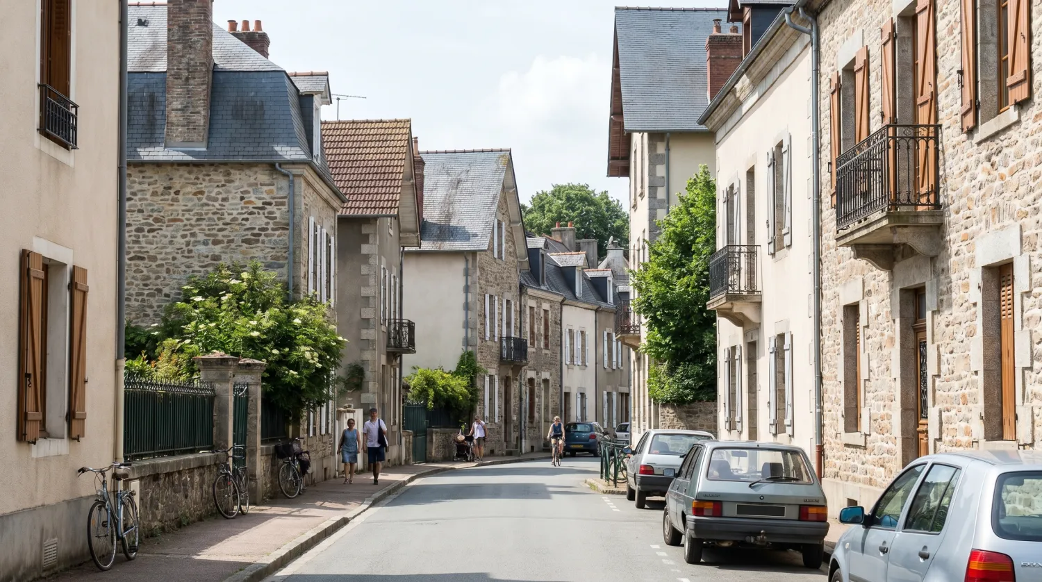 Rue résidentielle française bordée de maisons variées